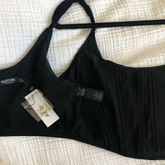 NWT Zodiac black velvet beaded corset festival crop top - Picture 7 of 8